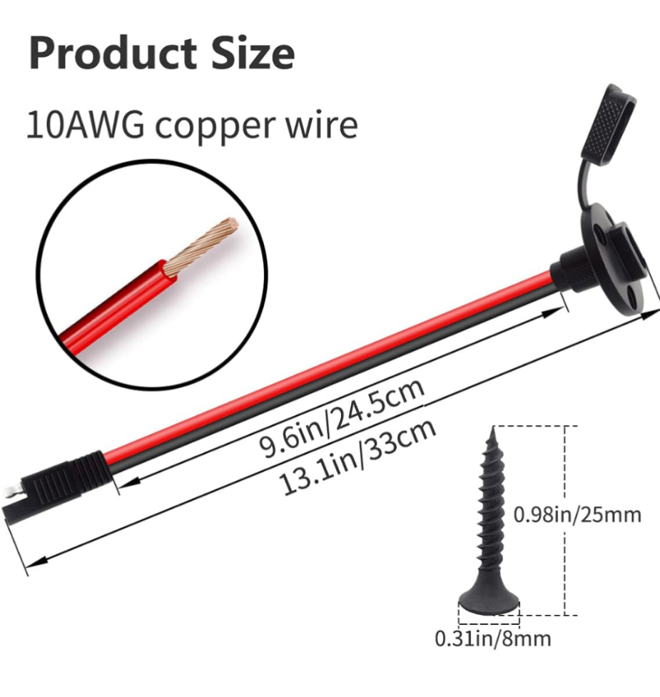 10g Wire Pigtail W/ Connectors W/ Mountable Bulkhead