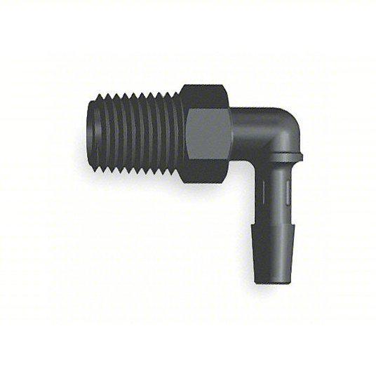 1/4in Barb x 1/2in Male NPT 90 Degree