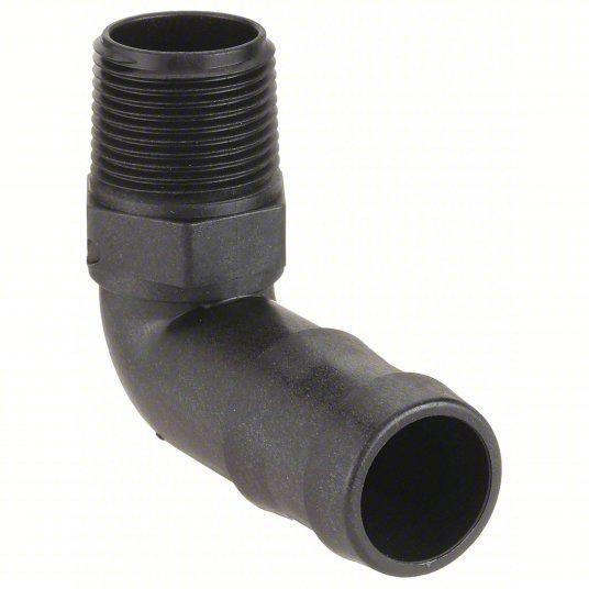 3/4" MPT x 1" Barb 90 Degree Elbow