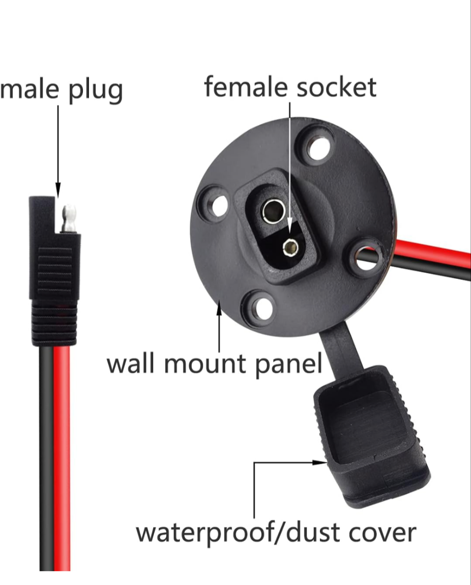 10g Wire Pigtail W/ Connectors W/ Mountable Bulkhead