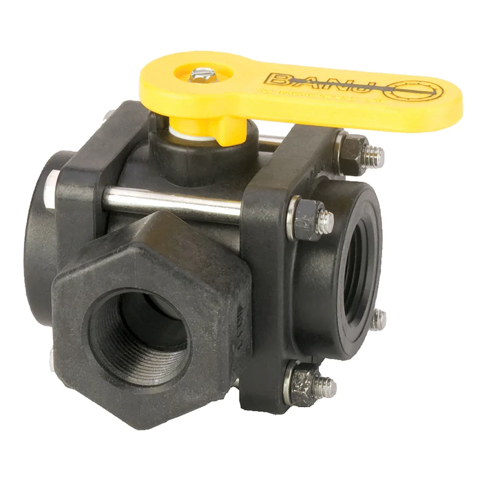 3-Way Side Load Poly Ball Valve, 1 in. FPT